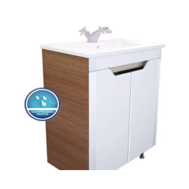 Ormaric stojeci AHRI-glossy white & oak 51cm + umivaonik SLIM [E-510]